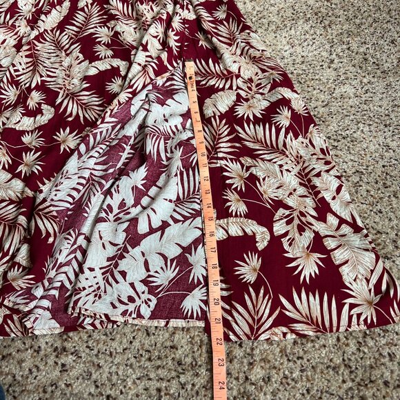 BLOOMCHIC Red and Cream Tropical Print Wrap V-Neck Split Hem Dress Size 20 - Picture 11 of 12